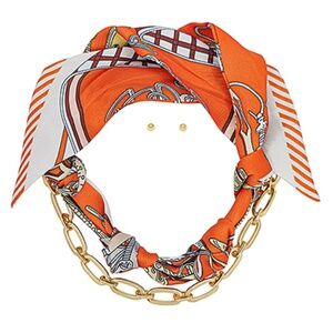 Oval Chain & Scarf Multi Way Necklace Set
